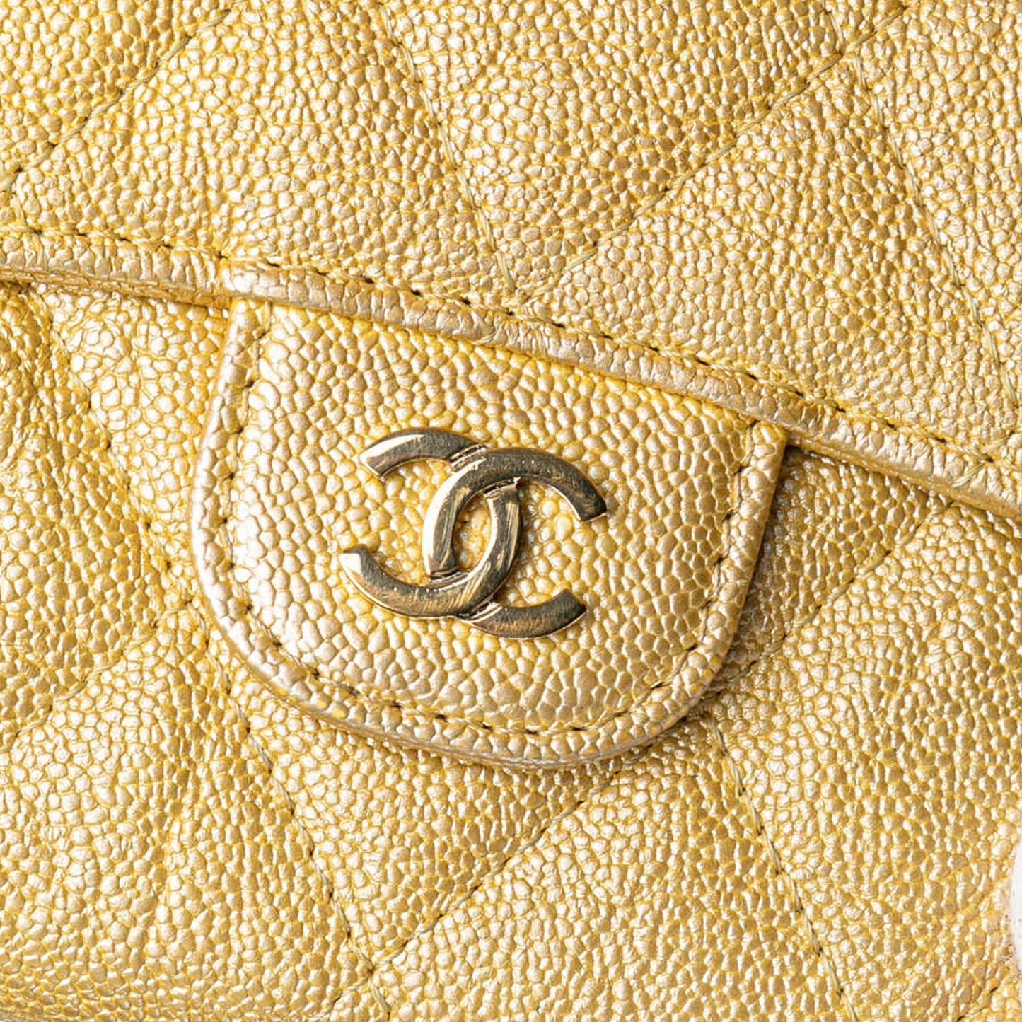 Chanel Sac CC Quilted Iridescent Caviar Flap Card Holder on Chain