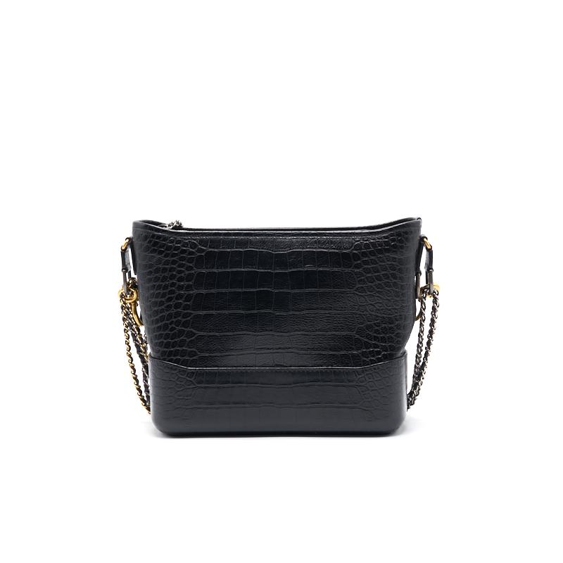 Chanels Medium Gabrielle Hobo Bag Crocodile Embossed Calfskin Black
