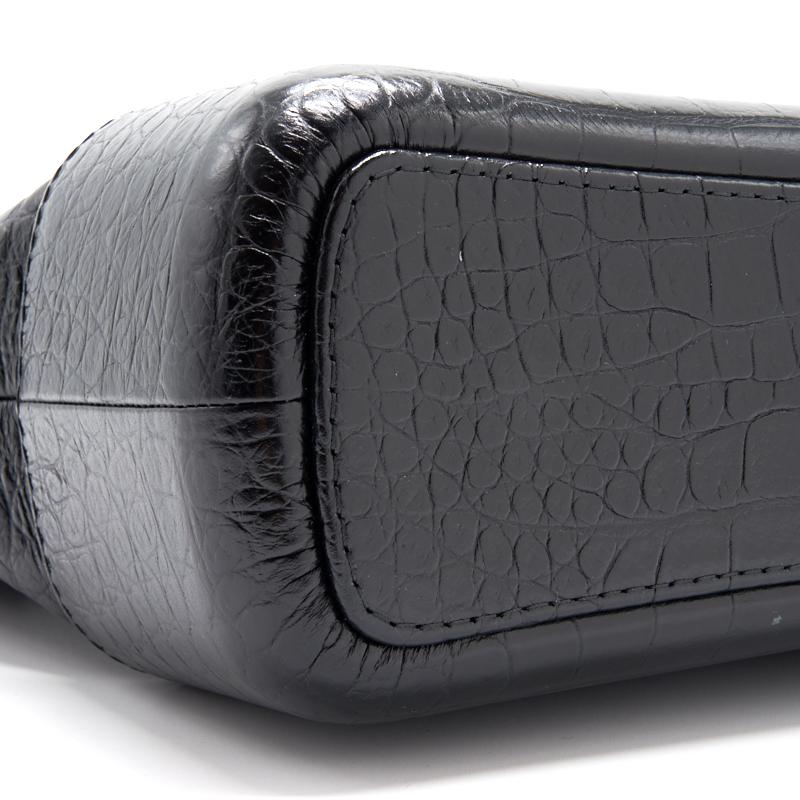 Chanels Medium Gabrielle Hobo Bag Crocodile Embossed Calfskin Black
