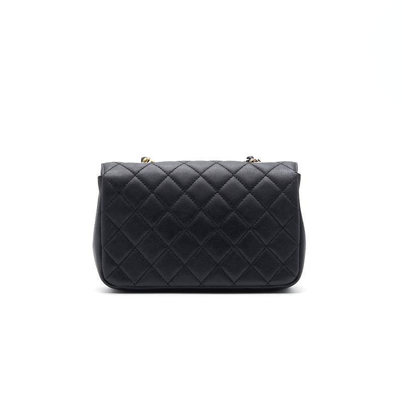 Chanel 19B Matelasse Black Mini Flap Bag