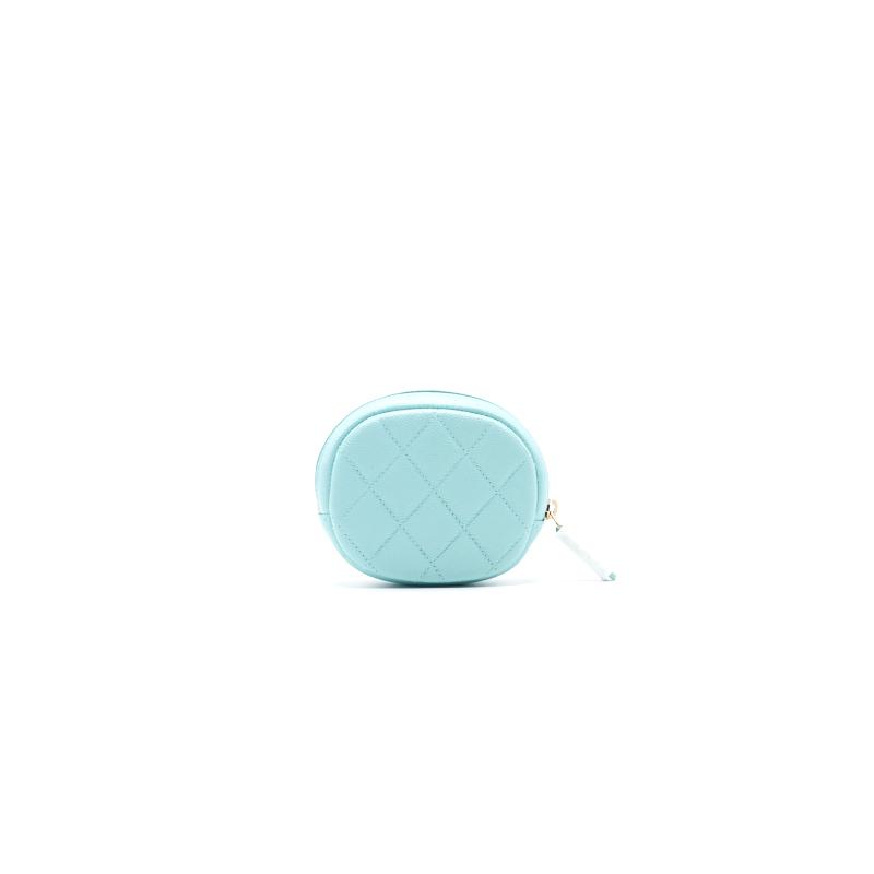 Chanel 19C Cavier Round Coin Purse Tiffany Blue