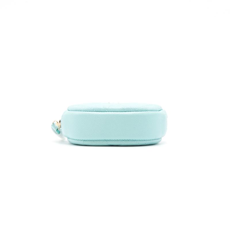 Chanel 19C Cavier Round Coin Purse Tiffany Blue