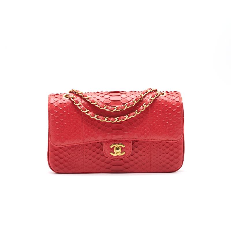 Chanel Python Skin Classic Medium Double Flap with GHW