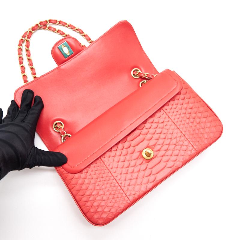Chanel Python Skin Classic Medium Double Flap with GHW