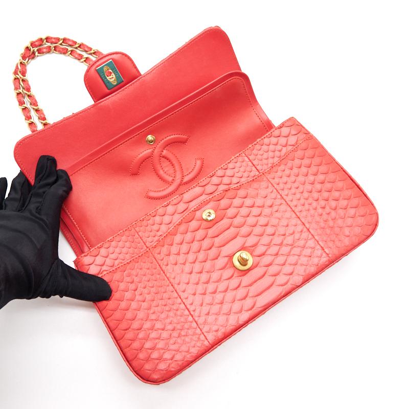 Chanel Python Skin Classic Medium Double Flap with GHW