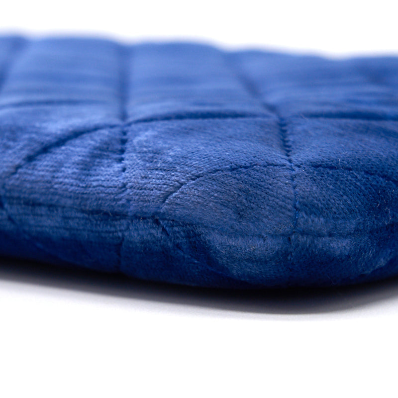 Chanel Navy Velvet Classic Quilted Medium O Case Clutch Purse Bag