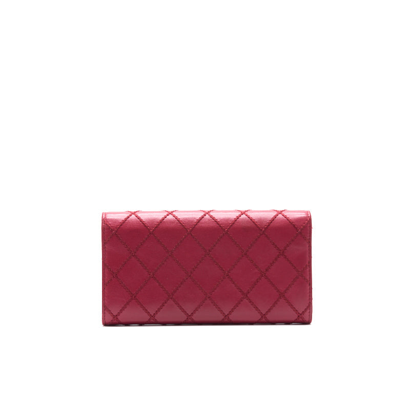 Chanel Red Quilted Leather CC Long Wallet