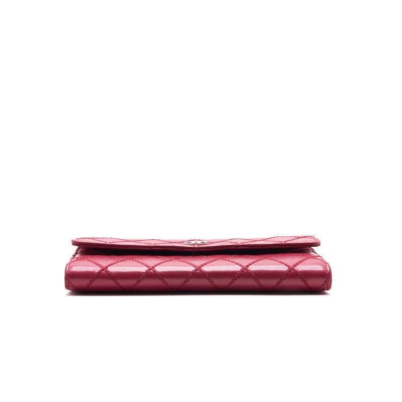 Chanel Red Quilted Leather CC Long Wallet