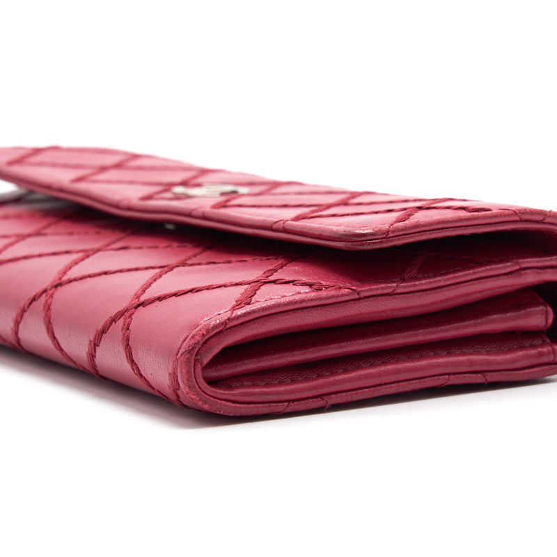 Chanel Red Quilted Leather CC Long Wallet