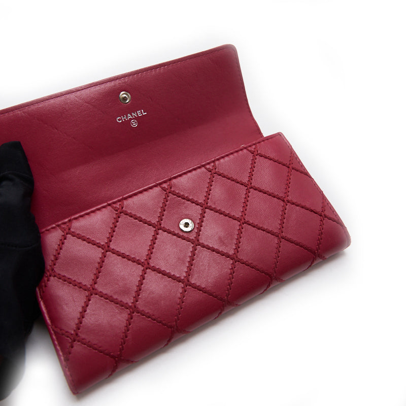 Chanel Red Quilted Leather CC Long Wallet