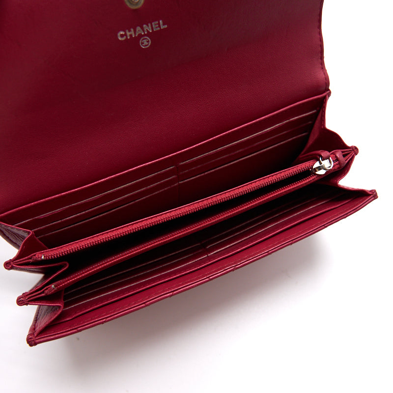 Chanel Red Quilted Leather CC Long Wallet
