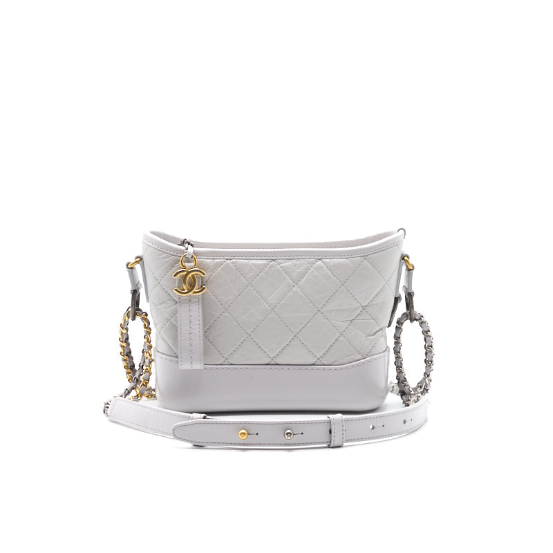 Chanel's Gabrielle Small Hobo Handbag Light Grey