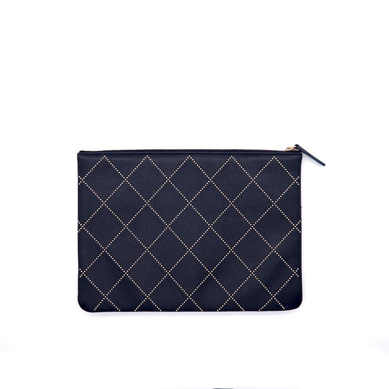 Chanel Calfskinwith Metal Bead Pouch