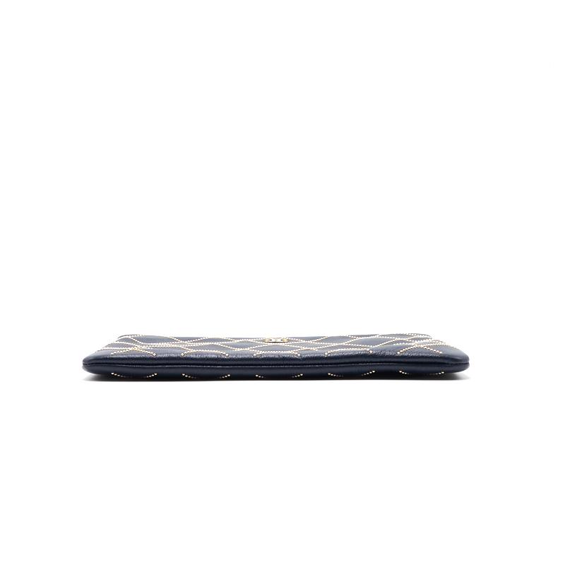 Chanel Calfskinwith Metal Bead Pouch