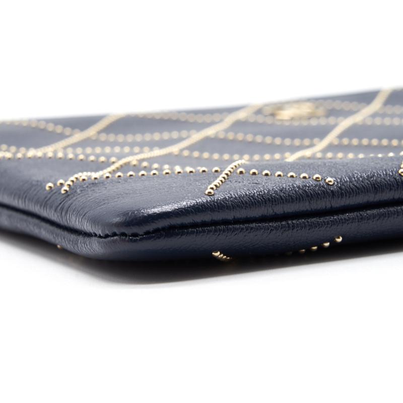 Chanel Calfskinwith Metal Bead Pouch