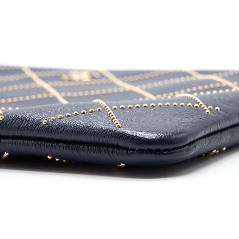 Chanel Calfskinwith Metal Bead Pouch