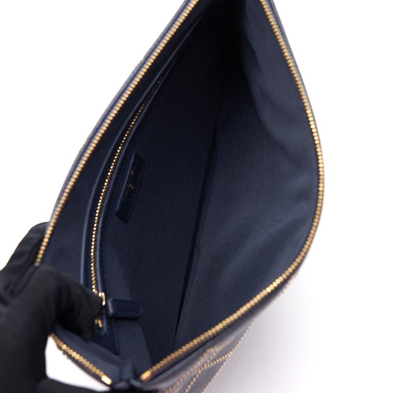 Chanel Calfskinwith Metal Bead Pouch
