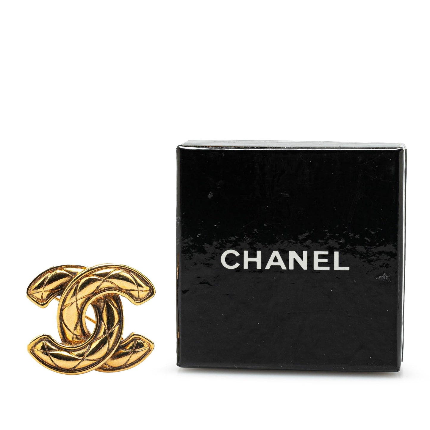 Gold Chanel Gold Plated CC Quilted Brooch