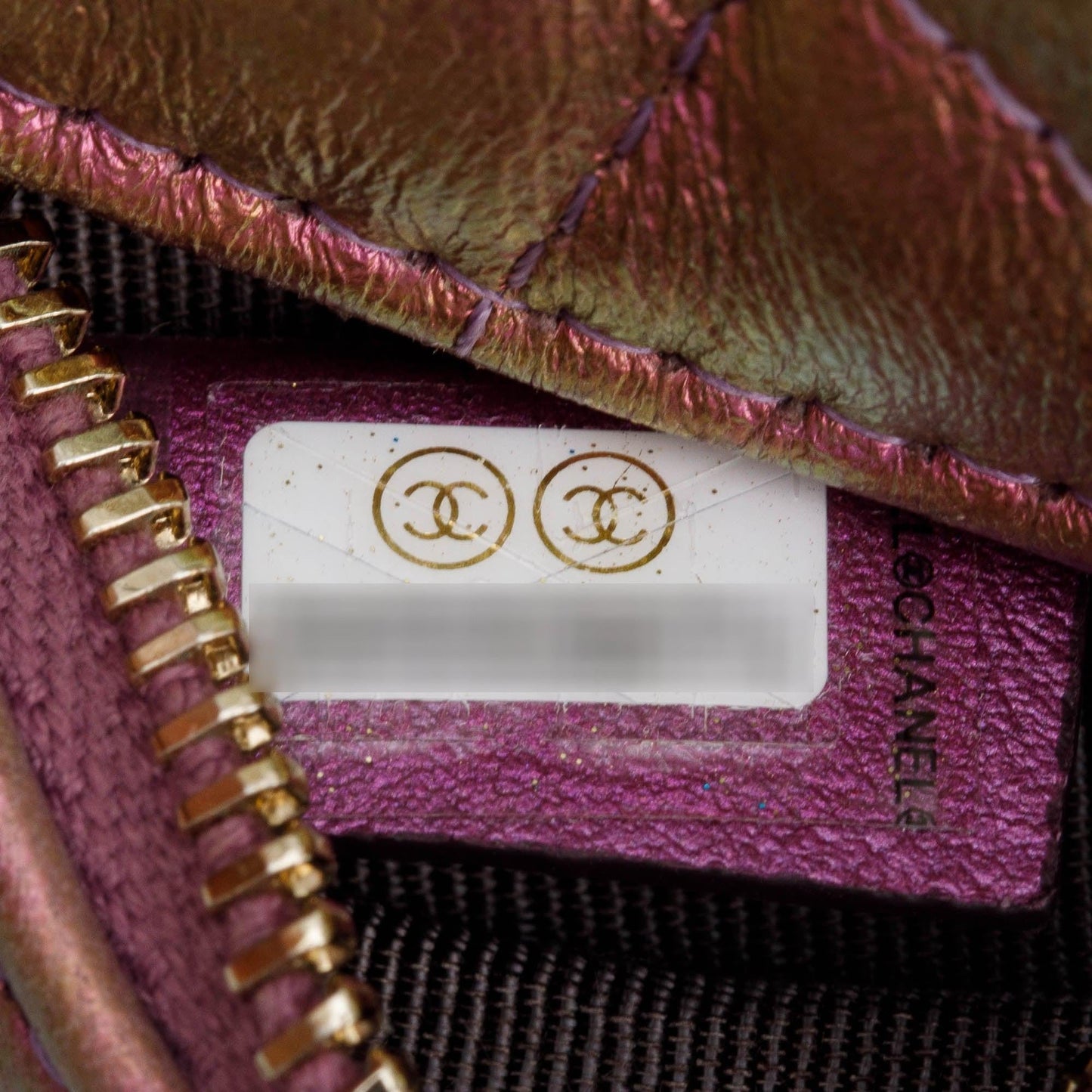 Chanel 2020 Purple Iridescent Calfskin Leather Round CC Chain Crossbody Bag w/ Authenticity Card