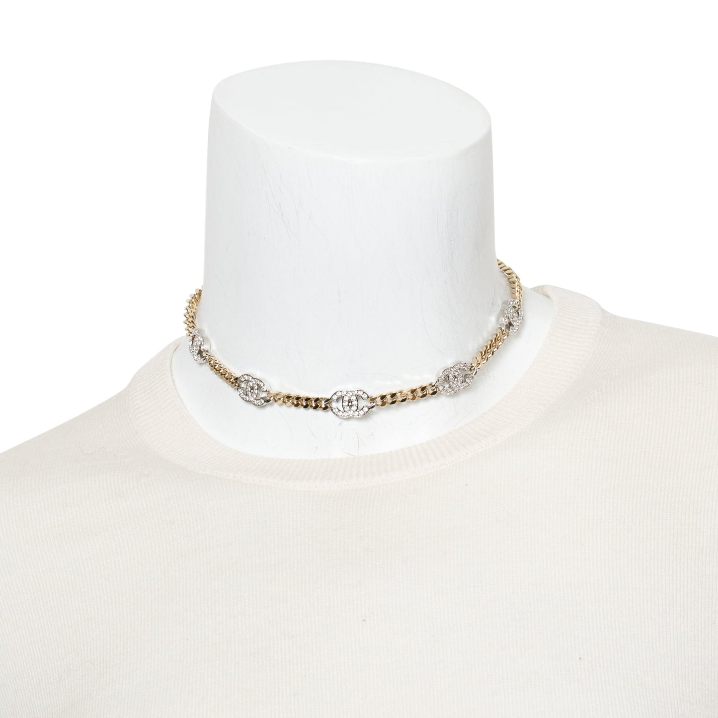 Chanel 2024 Gold Plated Strass CC Choker Necklace w/ Box