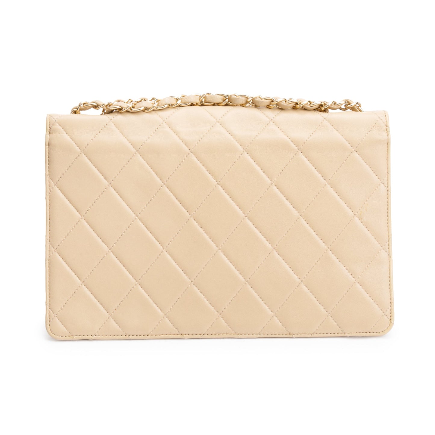 Chanel Beige Lambskin Leather Large Golden Class Flap Bag