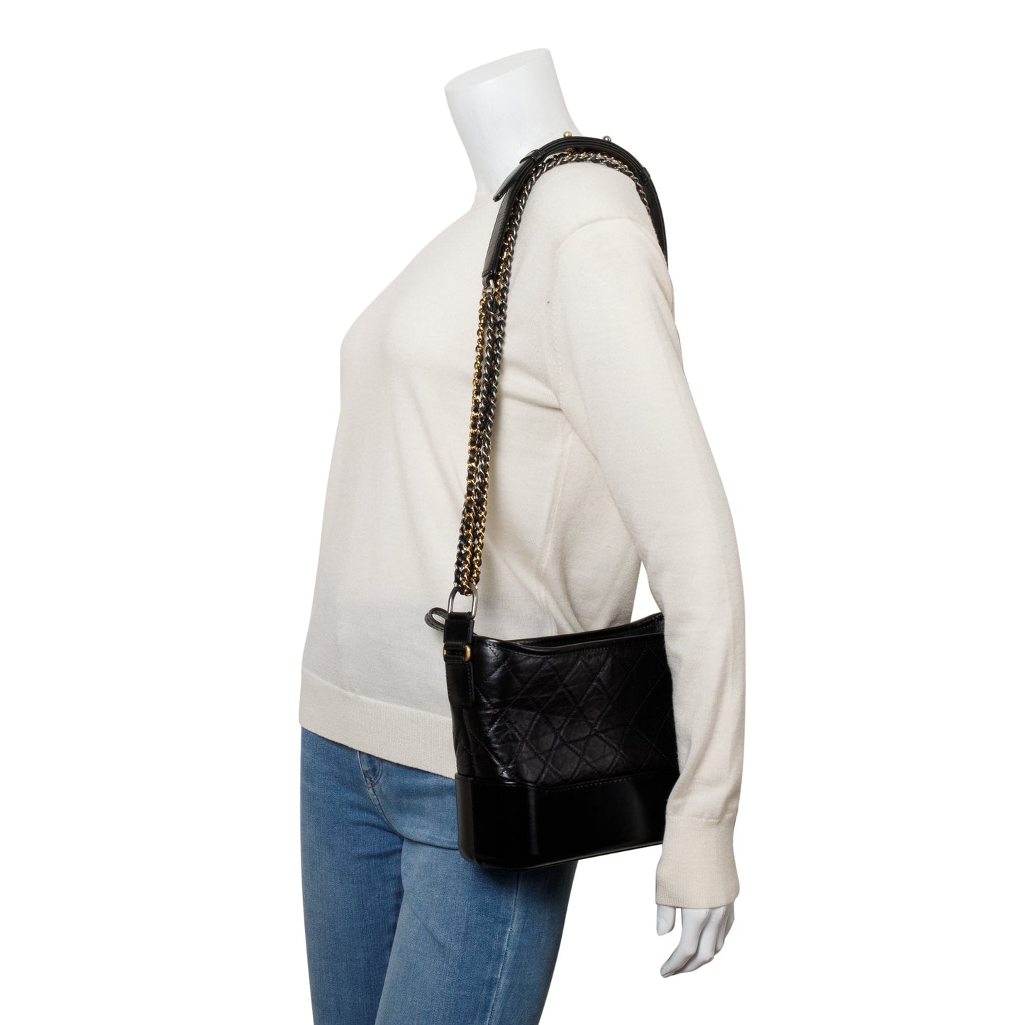 Chanel Black Aged Calfskin Leather Medium Gabrielle Hobo w/ Box & Authenticity Card