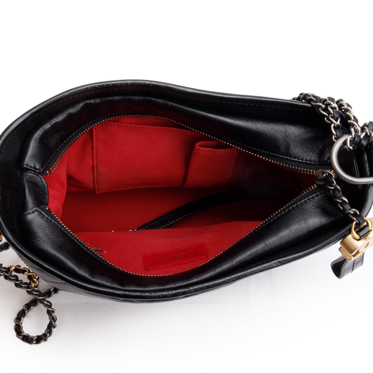 Chanel Black Aged Calfskin Leather Medium Gabrielle Hobo w/ Box & Authenticity Card
