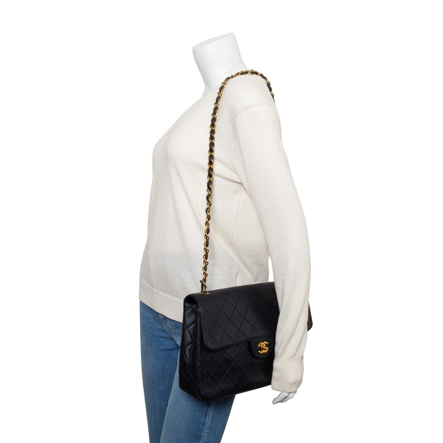 Chanel Black Lambskin Leather Classic Jumbo Single Flap Bag