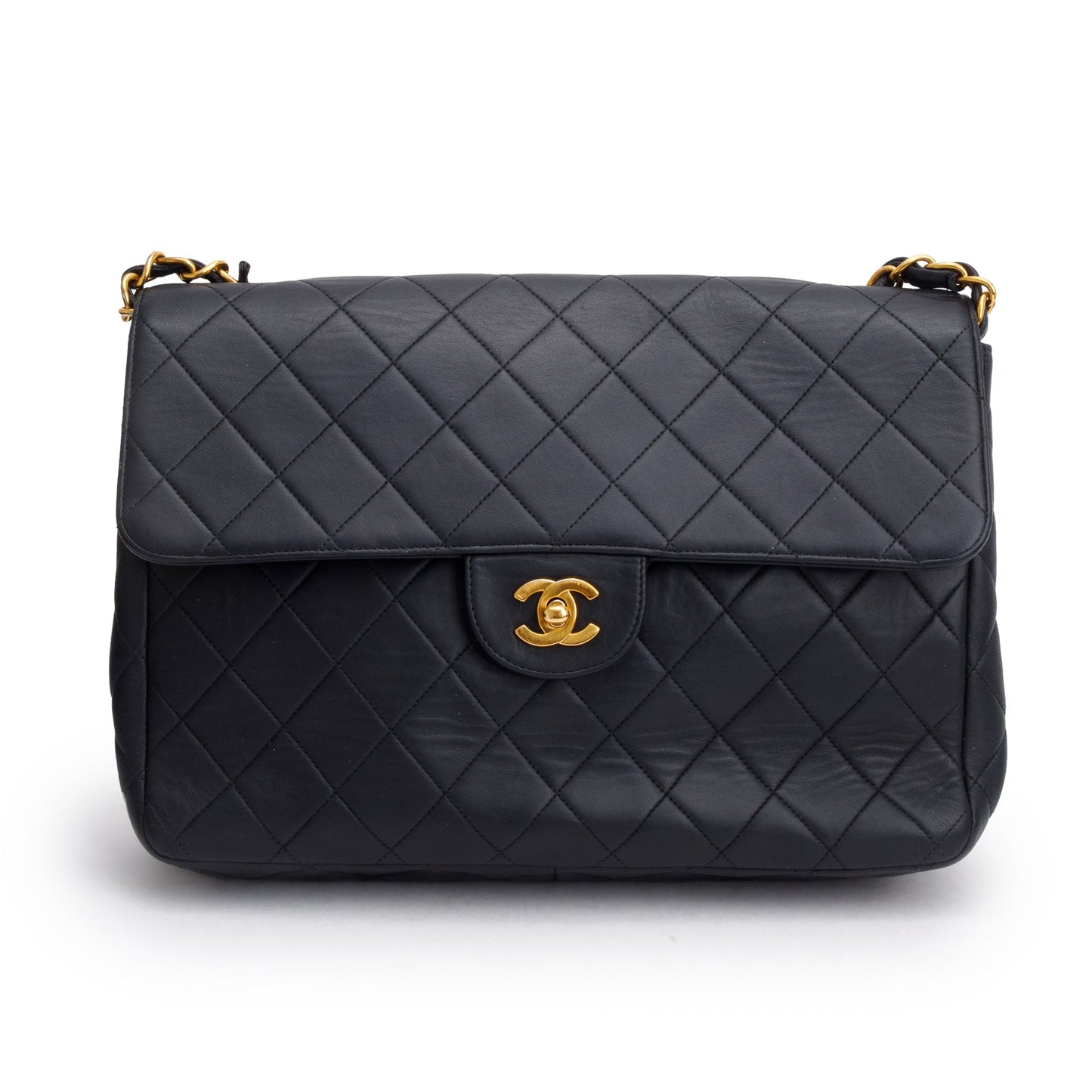 Chanel Black Lambskin Leather Classic Jumbo Single Flap Bag