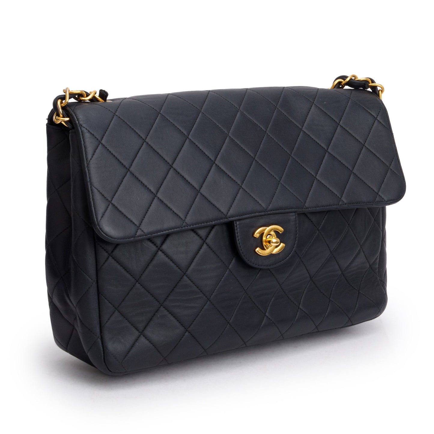 Chanel Black Lambskin Leather Classic Jumbo Single Flap Bag