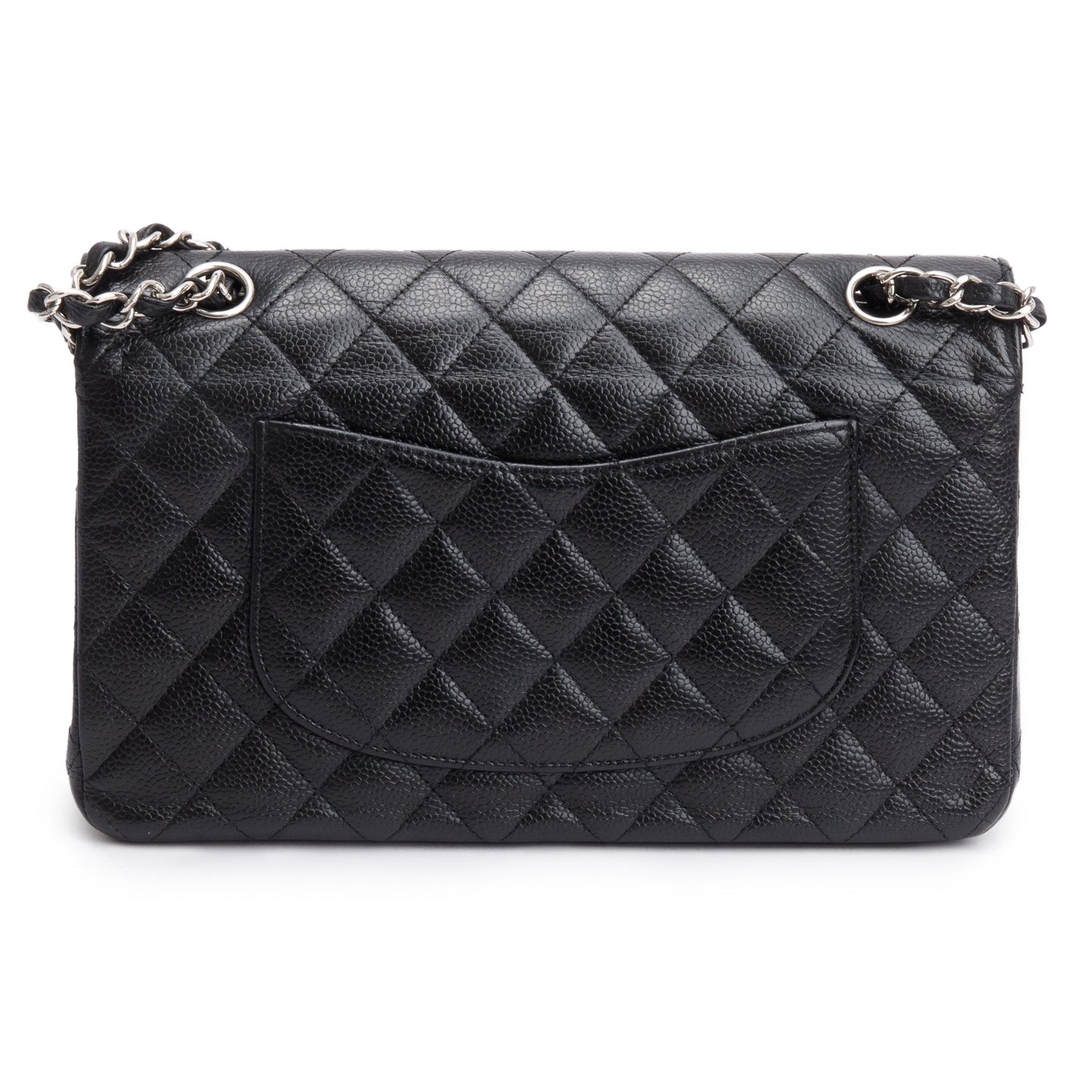 Chanel Black Quilted Caviar Leather Classic Medium Double Flap Bag w/ Box