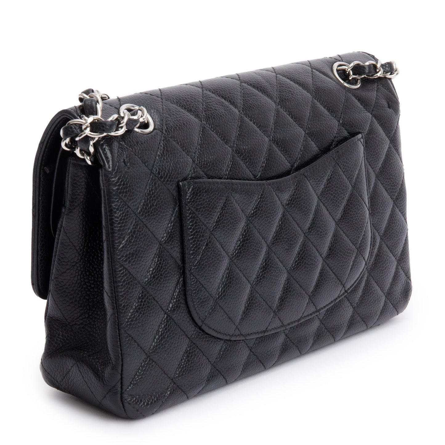 Chanel Black Quilted Caviar Leather Classic Medium Double Flap Bag w/ Box