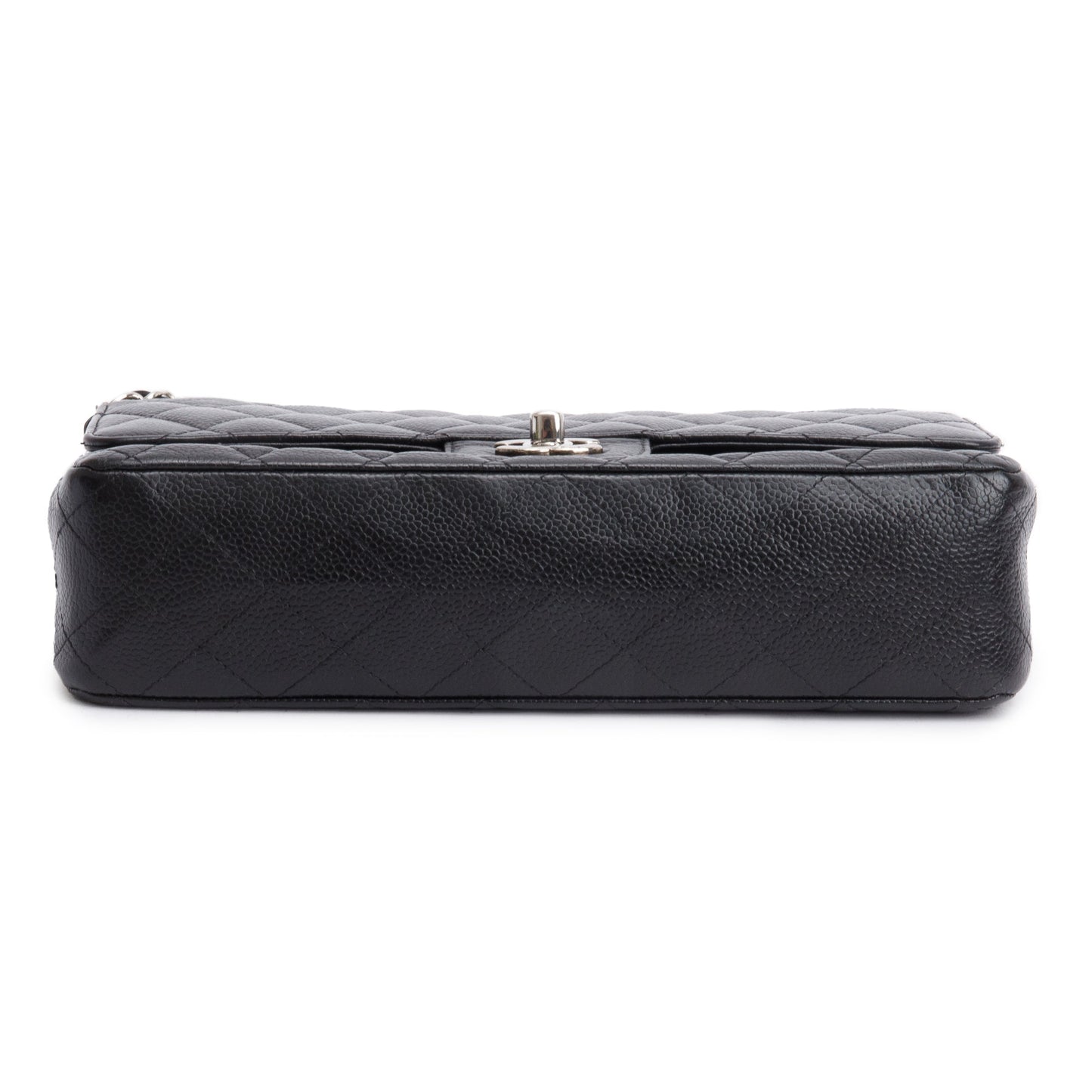 Chanel Black Quilted Caviar Leather Classic Medium Double Flap Bag w/ Box