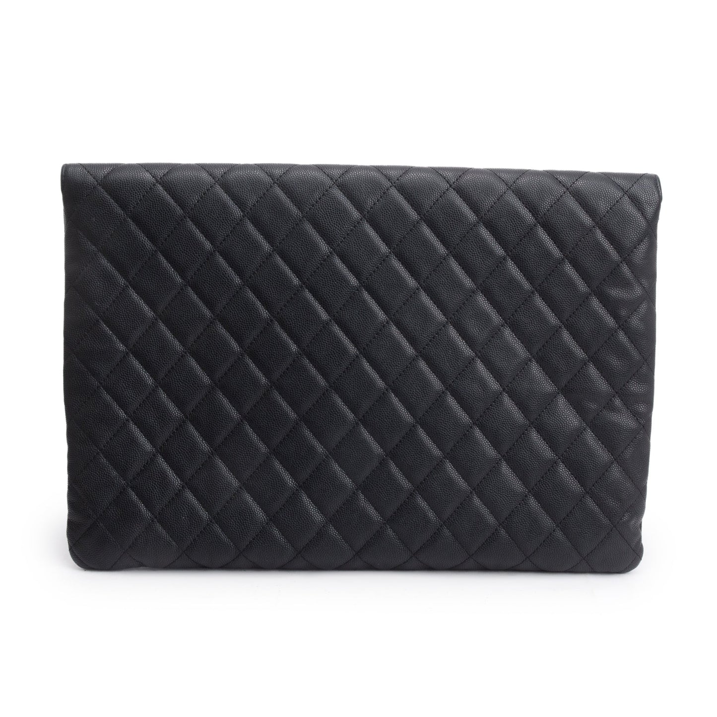 Chanel Black Quilted Caviar Leather Golden Class O-Case Clutch w/ Box & Authenticity Card