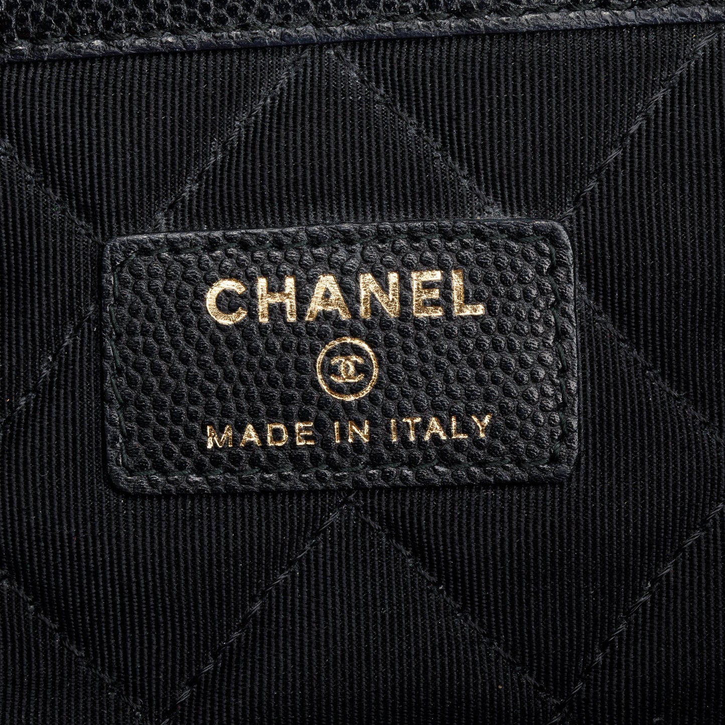 Chanel Black Quilted Caviar Leather Golden Class O-Case Clutch w/ Box & Authenticity Card