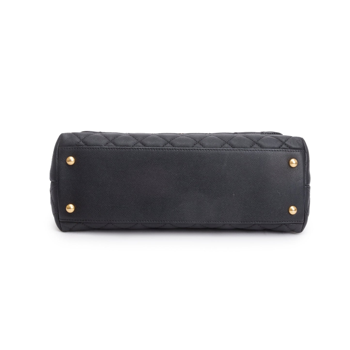 Chanel Black Quilted Caviar Leather Medium Coco Handle Bag w/ Strap, Receipt & Authenticity Card