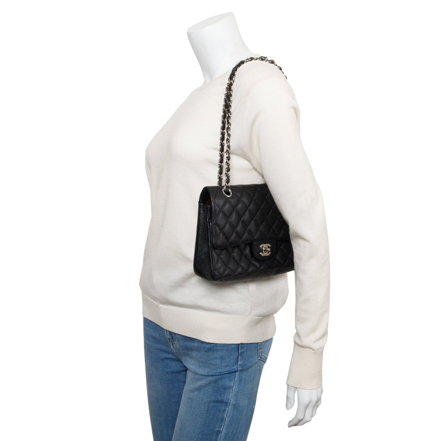 Chanel Black Quilted Caviar Medium Classic Double Flap Bag