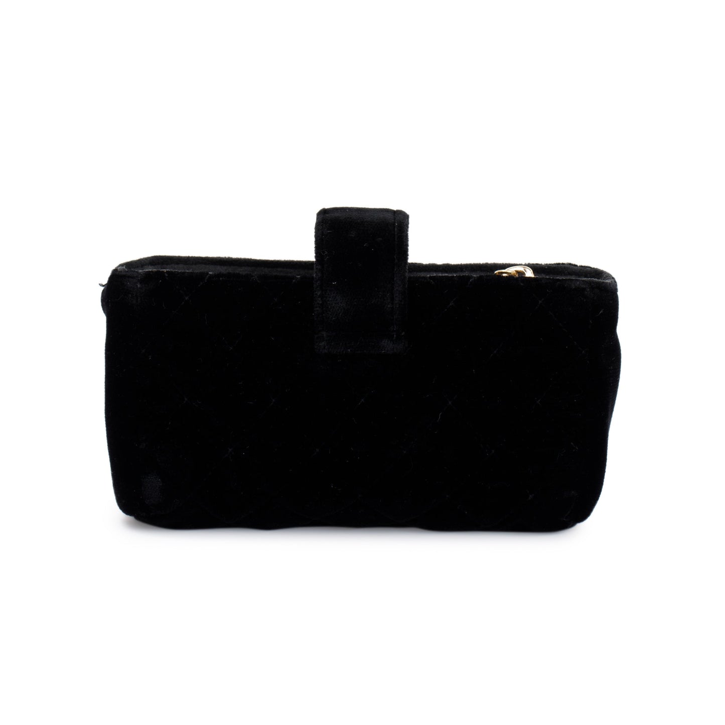 Chanel Black Velvet O-Phone Holder Pouch w/ Box