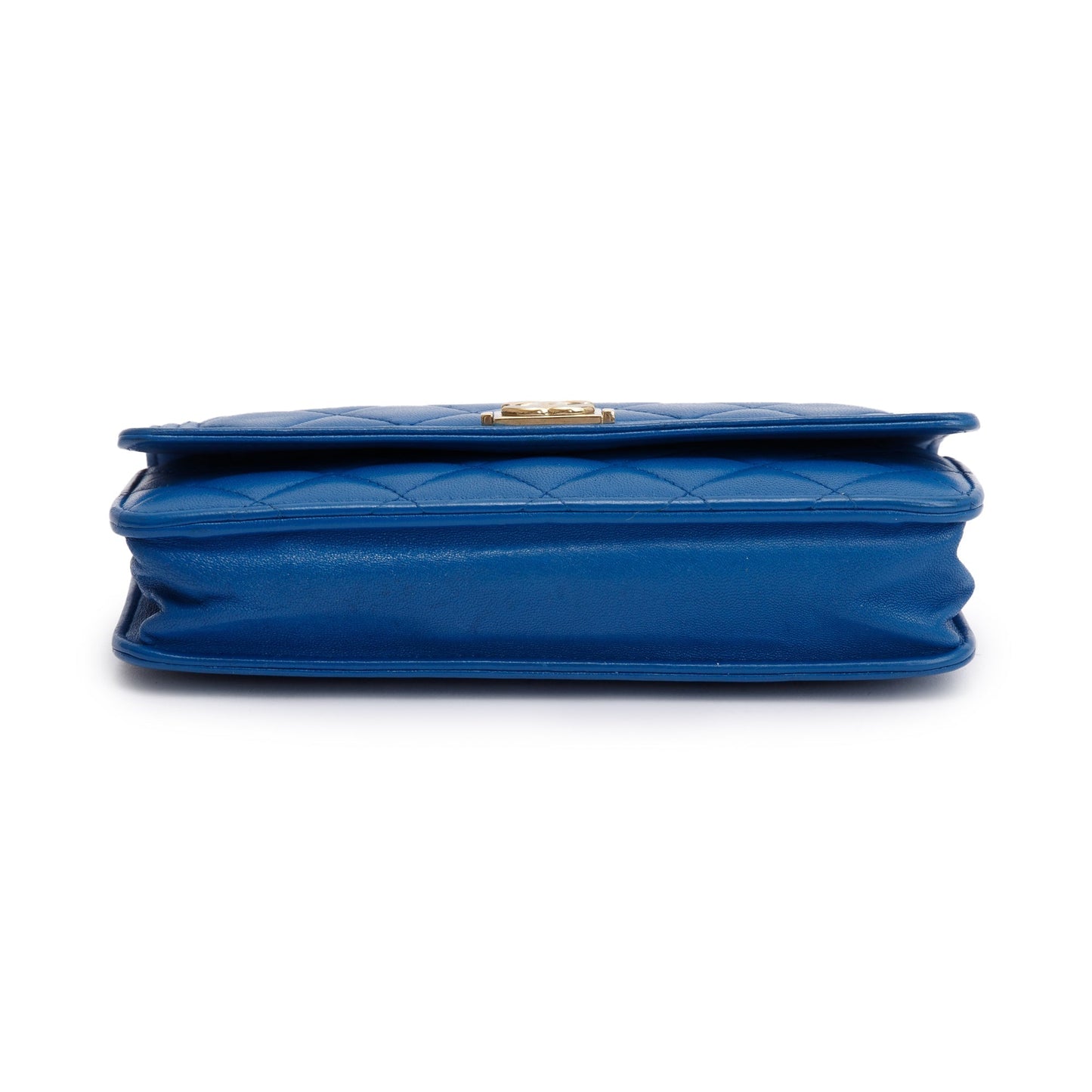 Chanel Blue Lambskin Leather Boy Wallet on Chain