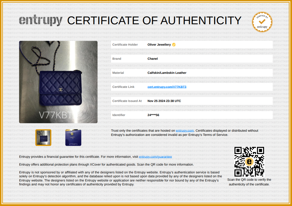Chanel Blue Lambskin Quilted Square Wallet on Chain w/ Box & Authenticity Card