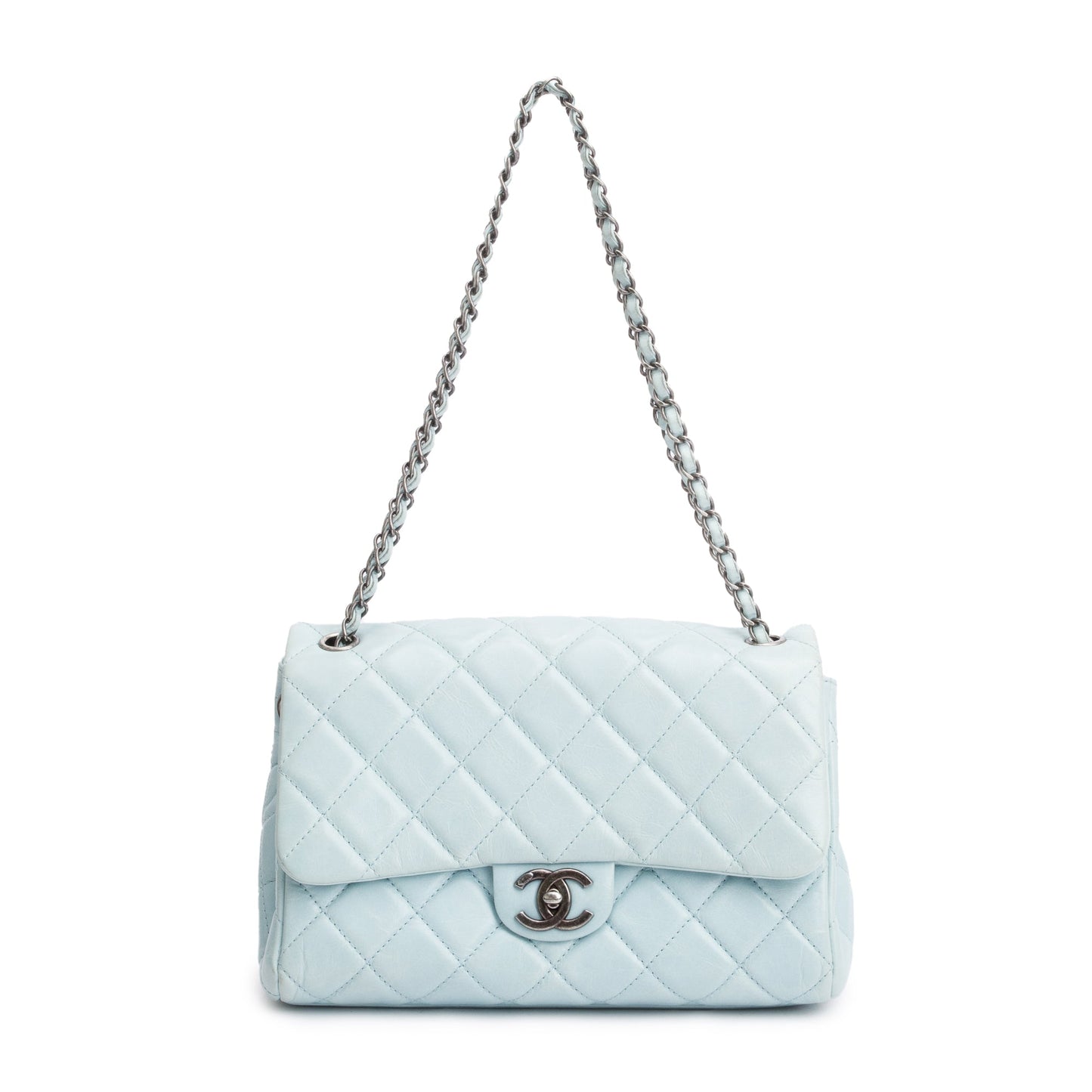Chanel Blue Quilted Calfskin Leather Coco Soft Single Flap Bag w/ Receipt & Authenticity Card