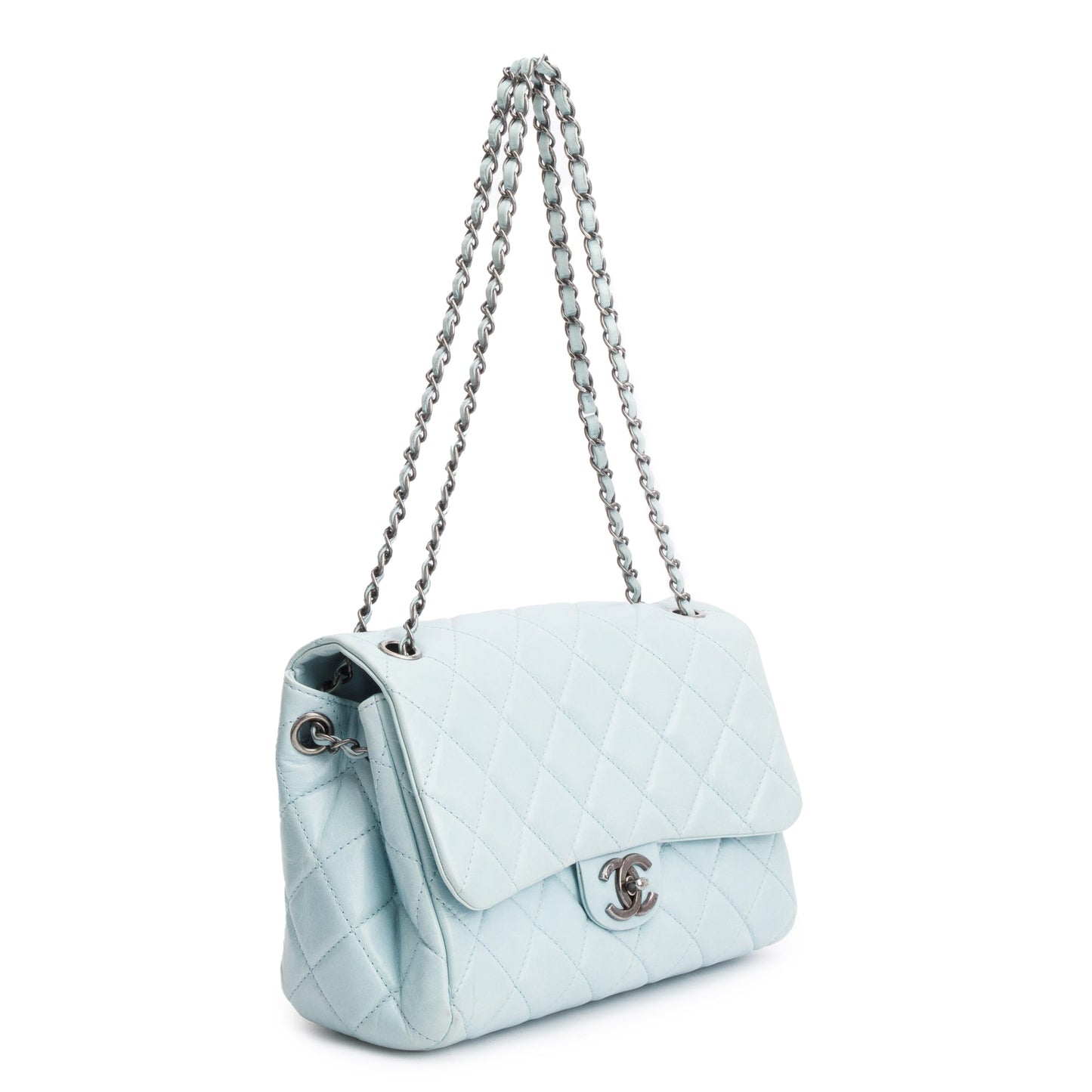 Chanel Blue Quilted Calfskin Leather Coco Soft Single Flap Bag w/ Receipt & Authenticity Card