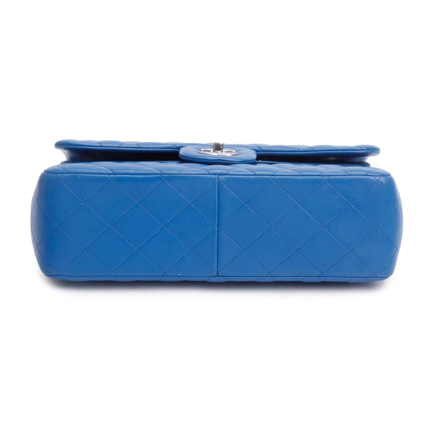 Chanel Blue Quilted Lambskin Leather Classic Jumbo Double Flap Bag w/ Authenticity Card
