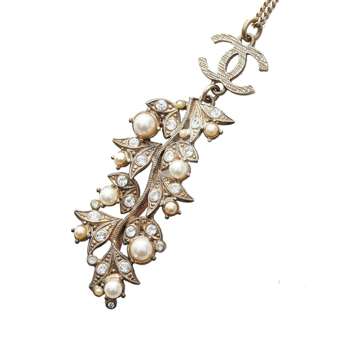 Chanel CC Faux Pearl Pendant Necklace (SHG-30618)