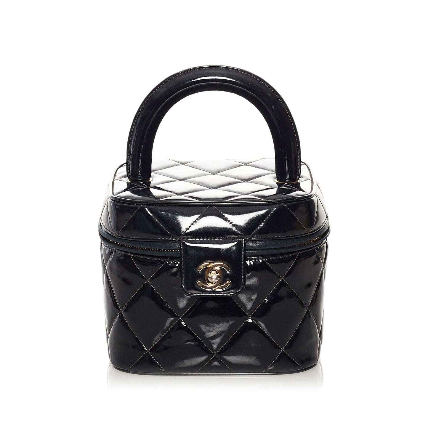 Chanel CC Matelasse Patent Leather Vanity Bag (SHG-34683)