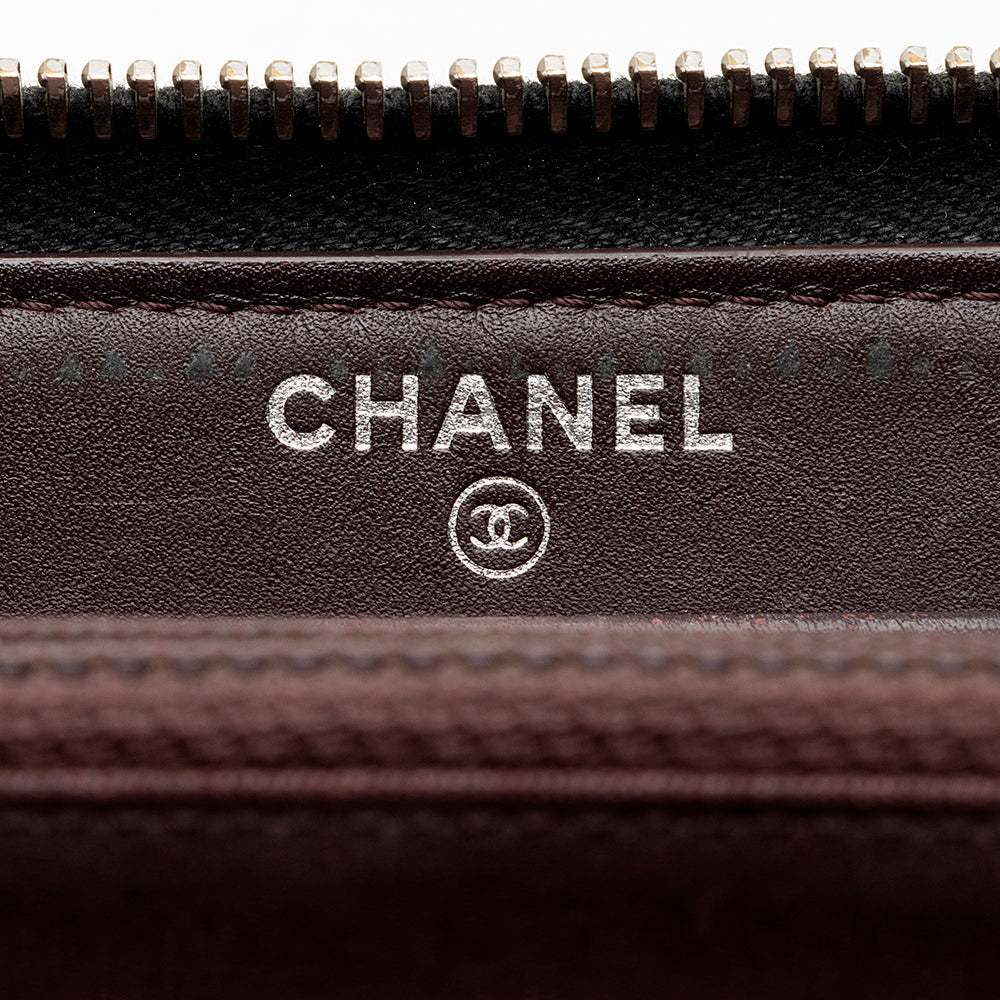 Chanel Caviar Leather CC Zip Around Wallet (SHF-21319)