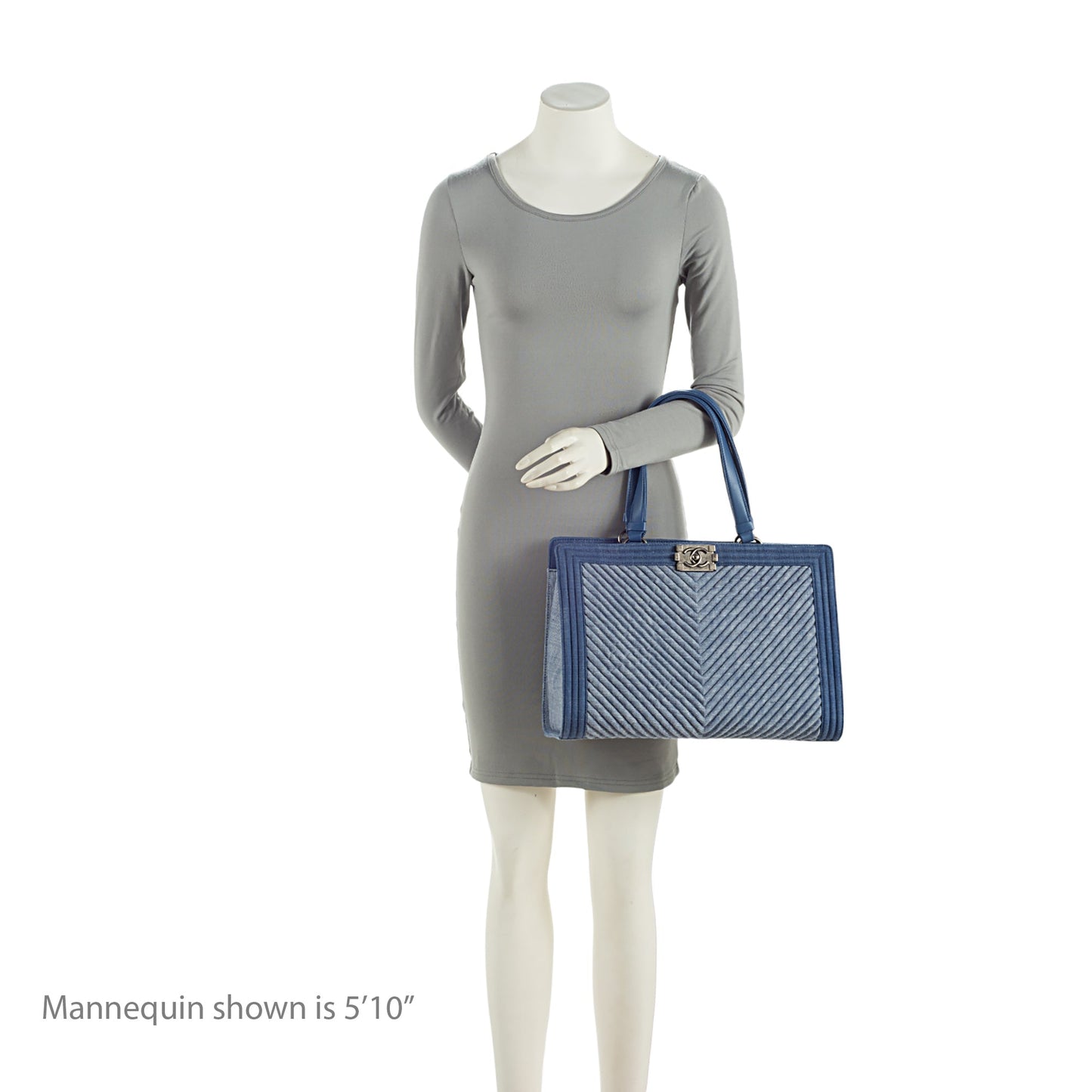Chanel Chevron Denim Boy Tote (SHF-z2AHH6)