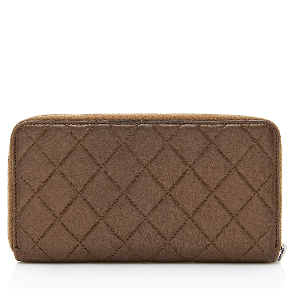 Chanel Metallic Lambskin CC Zip Around Wallet (SHF-20961)