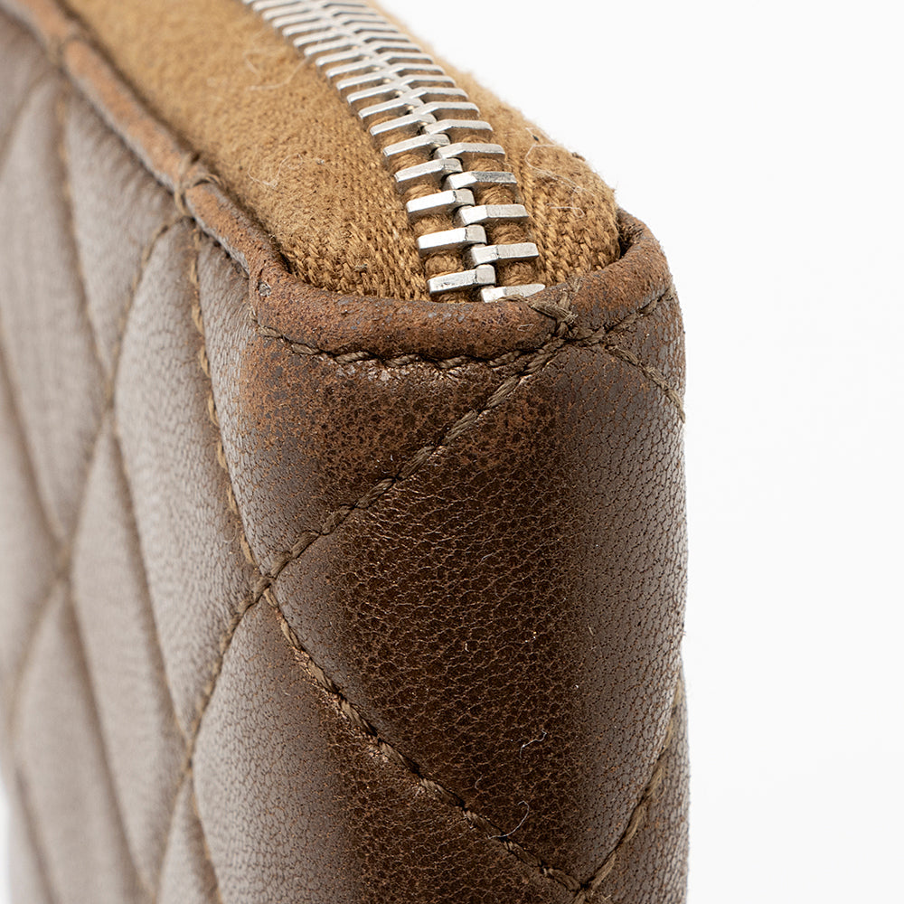 Chanel Metallic Lambskin CC Zip Around Wallet (SHF-20961)