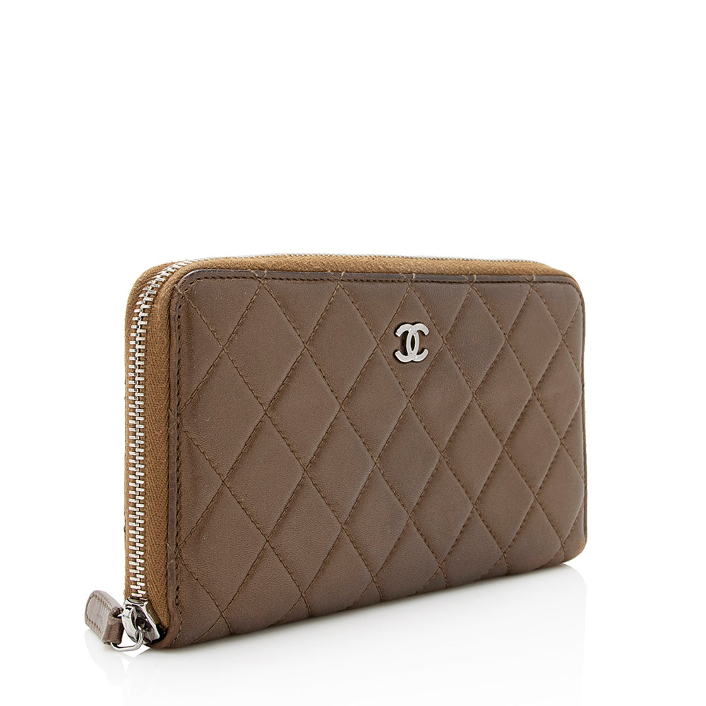 Chanel Metallic Lambskin CC Zip Around Wallet (SHF-20961)